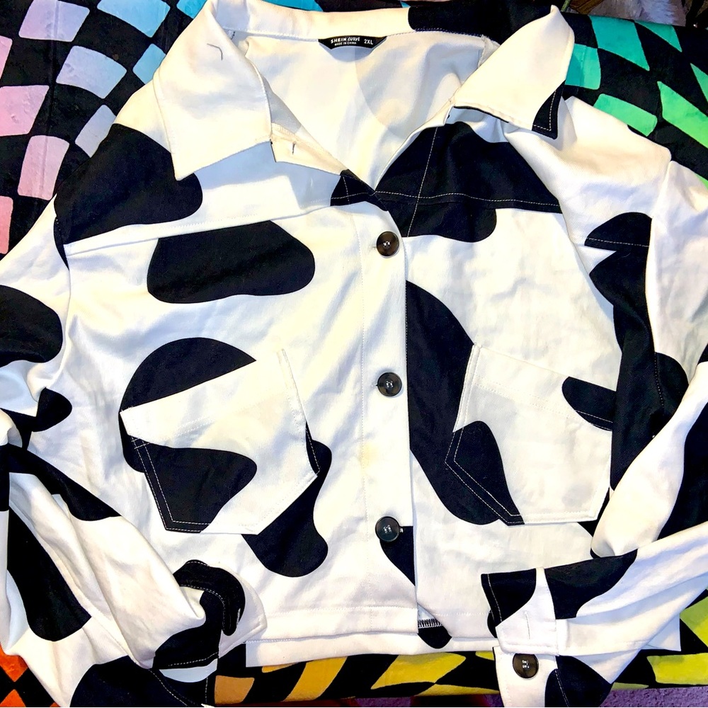 Cow Print Button Down/ Jacket